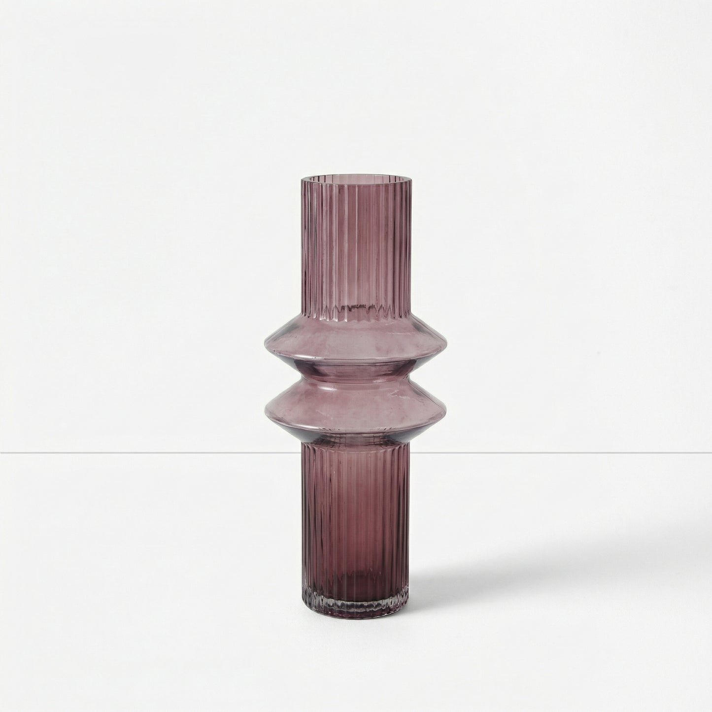 Purple Ribbed Geometric Vase
