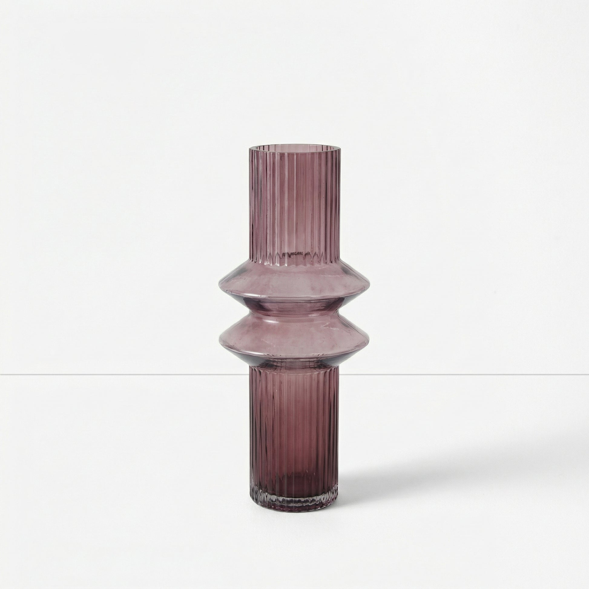 Purple Ribbed Geometric Vase