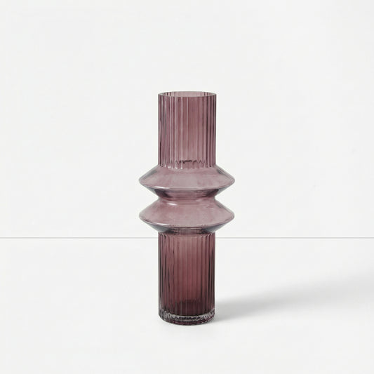 Purple Ribbed Geometric Vase