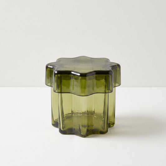 Green Glass Star Jar