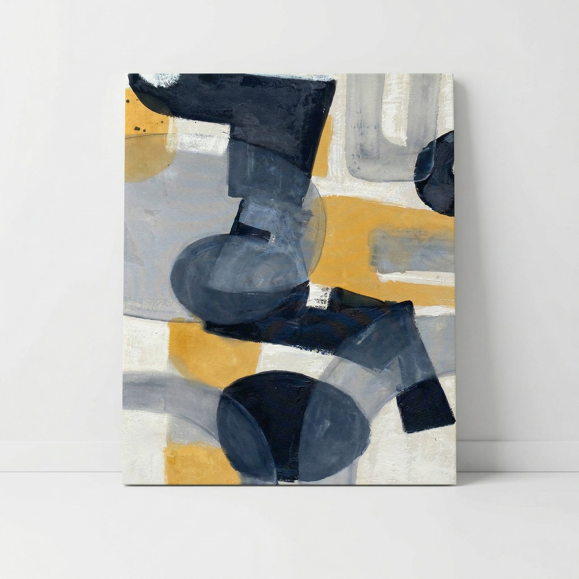 Abstract Navy and Yellow Canvas