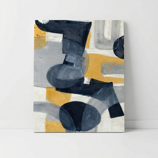 Abstract Navy and Yellow Canvas