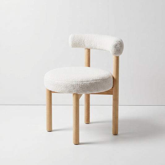 White Bouclé Dining Chair