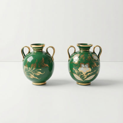 Green and Gold Urn Vases