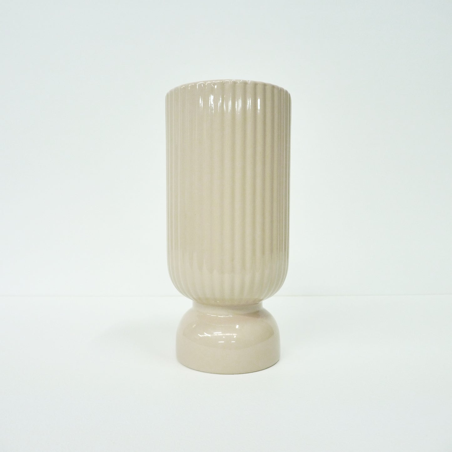 Cream Ribbed Vase