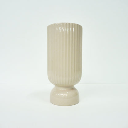 Cream Ribbed Vase