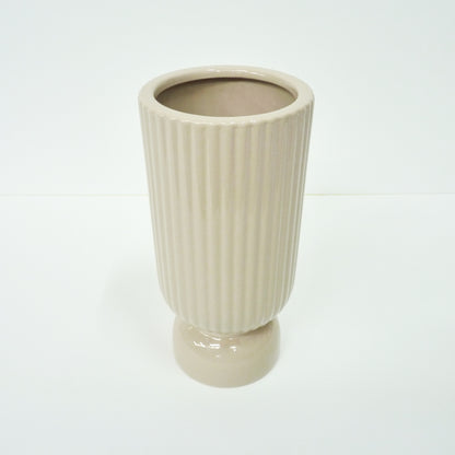 Cream Ribbed Vase