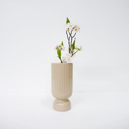 Cream Ribbed Vase