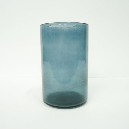 Blue Cylindrical Glass Vase