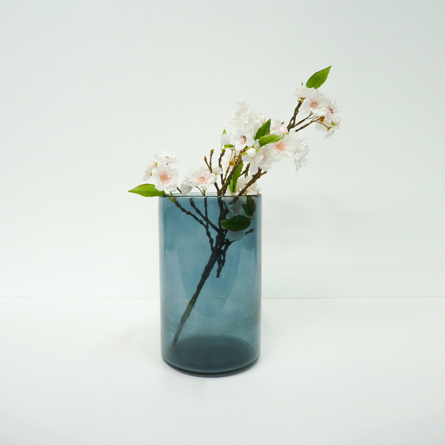 Blue Cylindrical Glass Vase