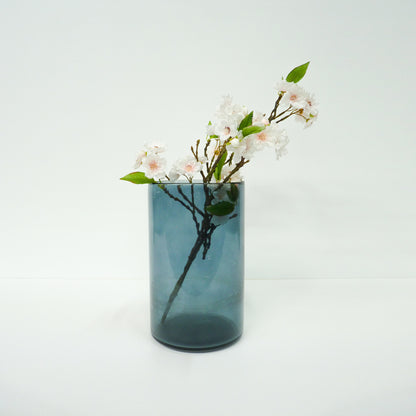 Blue Cylindrical Glass Vase