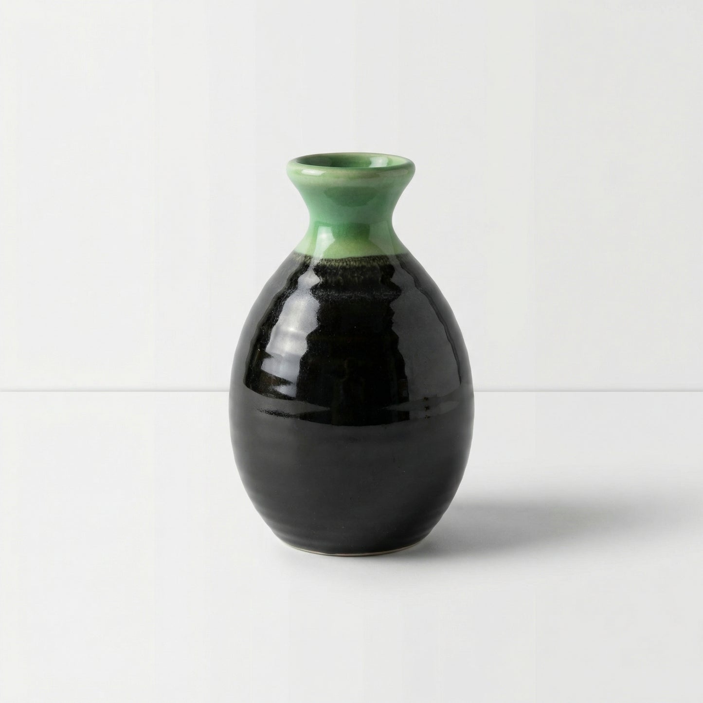 Green and Black Ceramic Sake Bottle