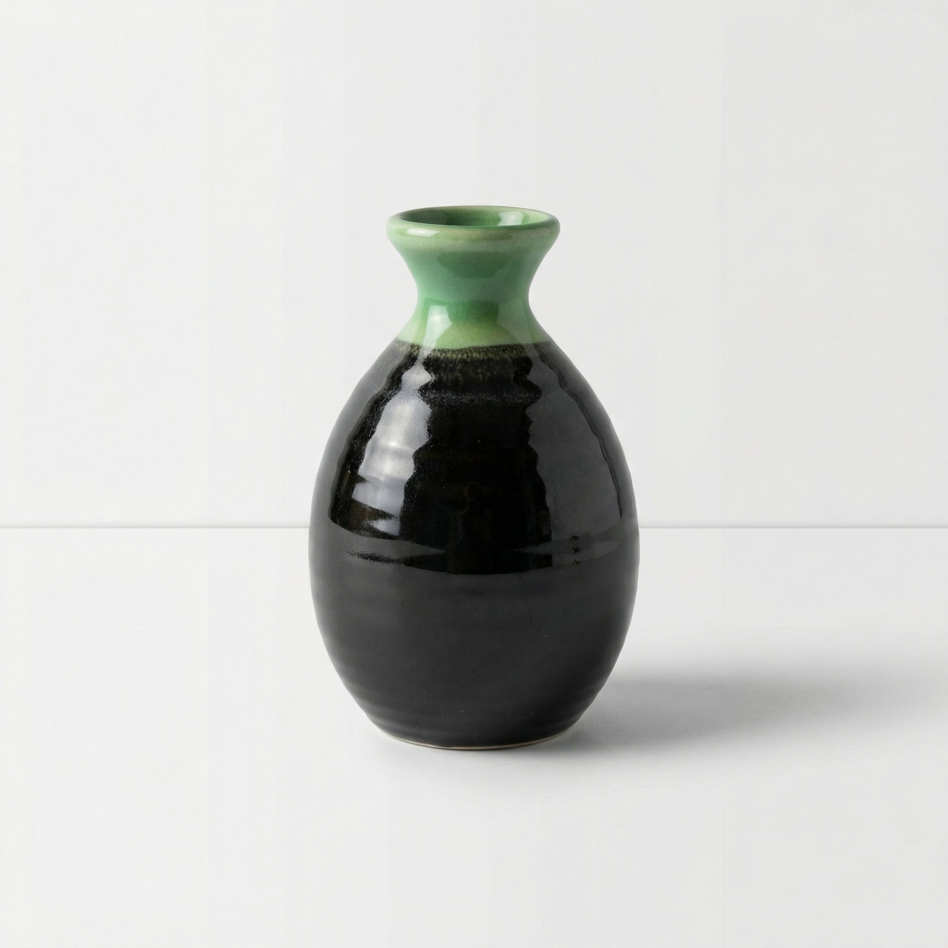 Green and Black Ceramic Sake Bottle