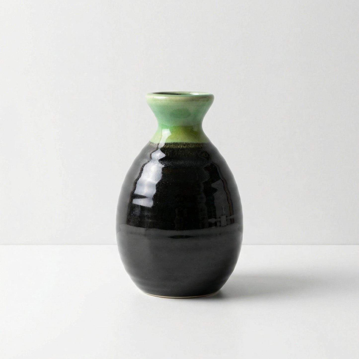 Green and Black Ceramic Sake Bottle