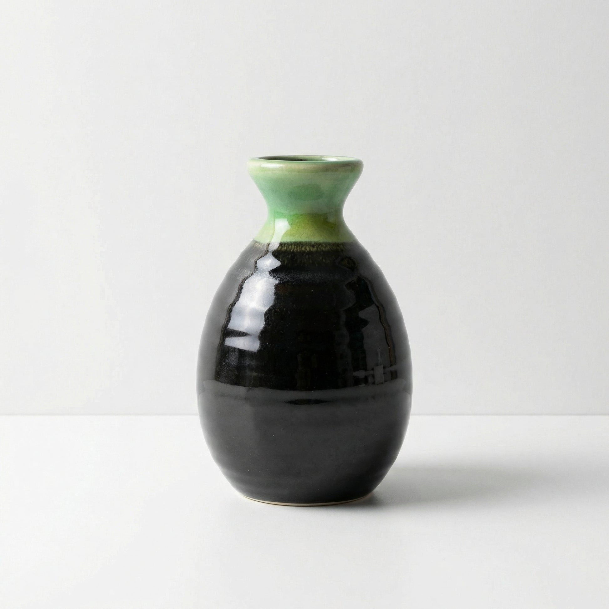 Green and Black Ceramic Sake Bottle