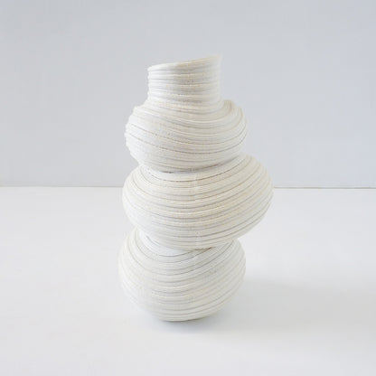 Organic Ribbed White Vase