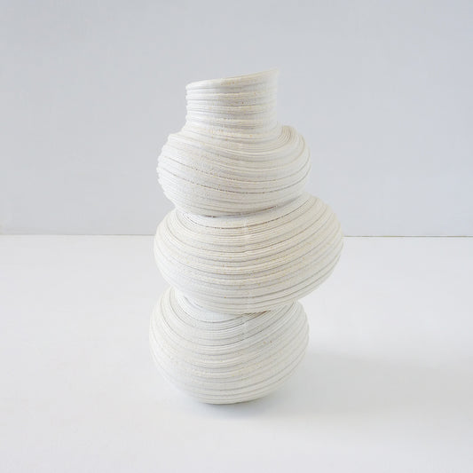 Organic Ribbed White Vase