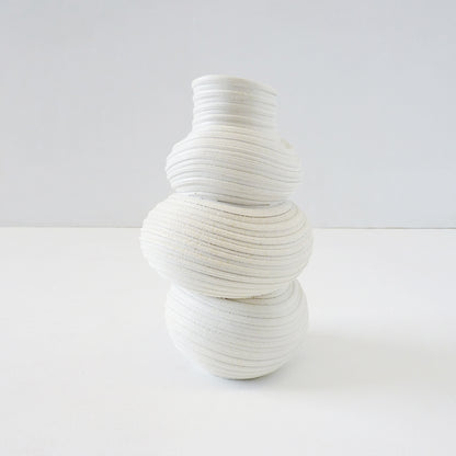 Organic Ribbed White Vase
