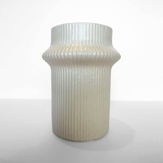 White Ribbed Ceramic Vase