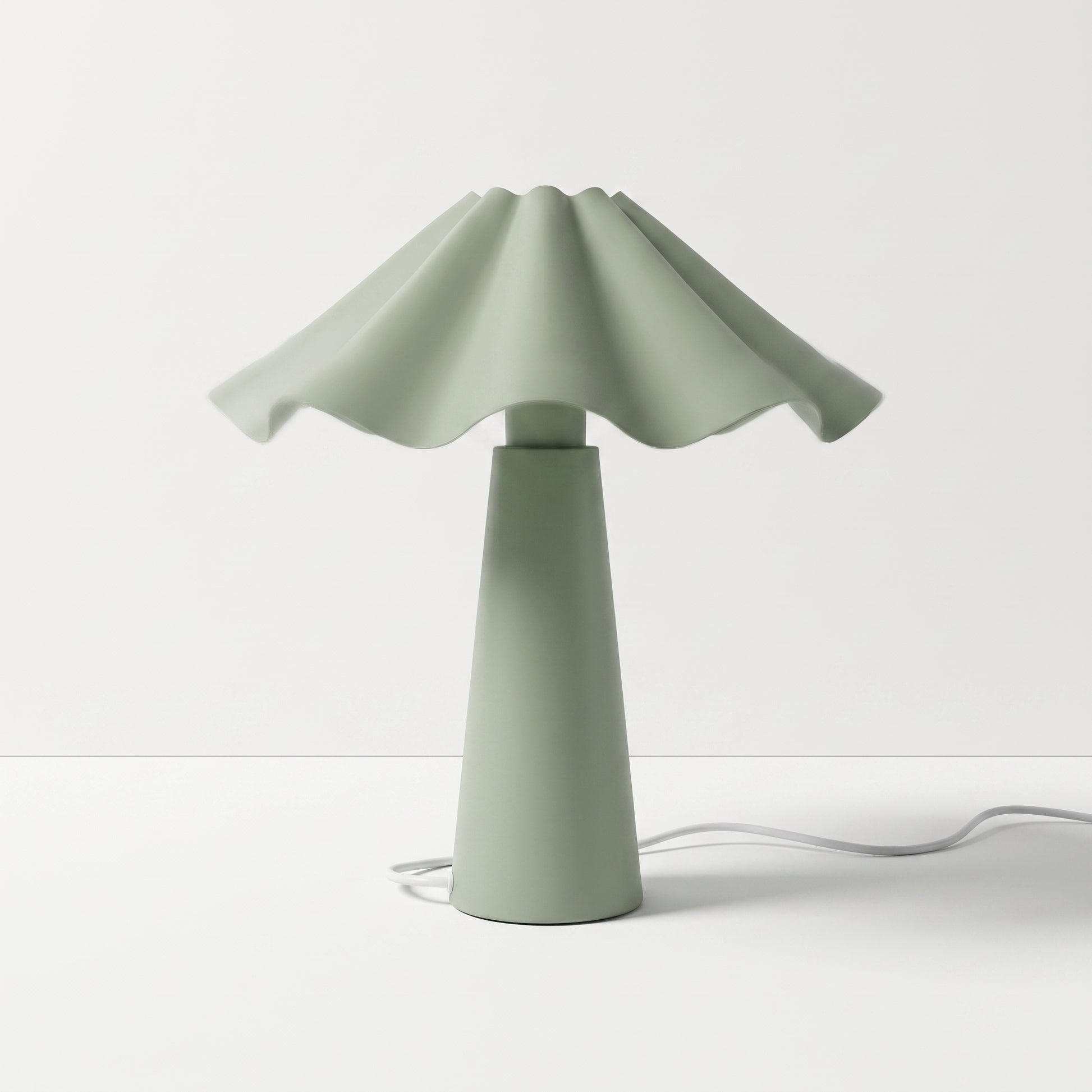 Green Scalloped Table Lamp