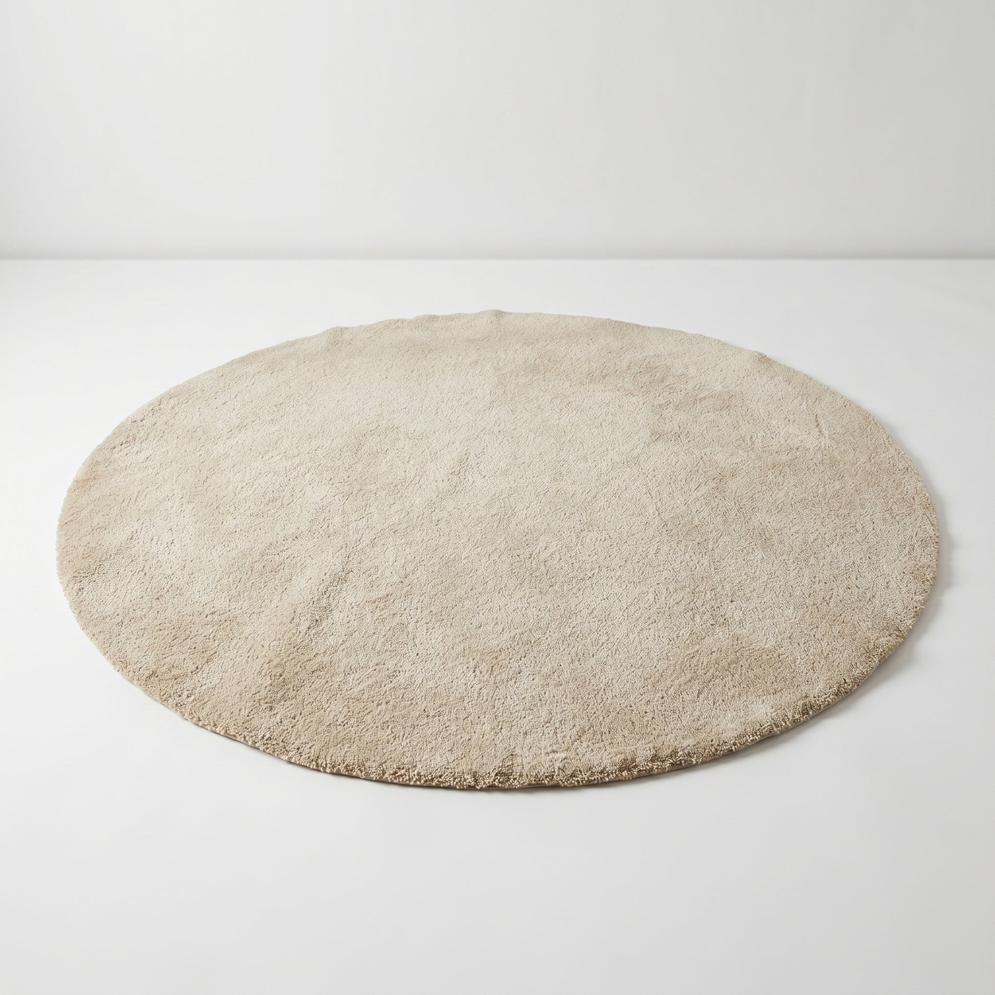 Round Cream Shaggy Rug