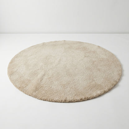 Round Cream Shaggy Rug