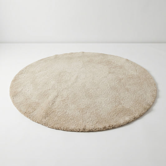 Round Cream Shaggy Rug