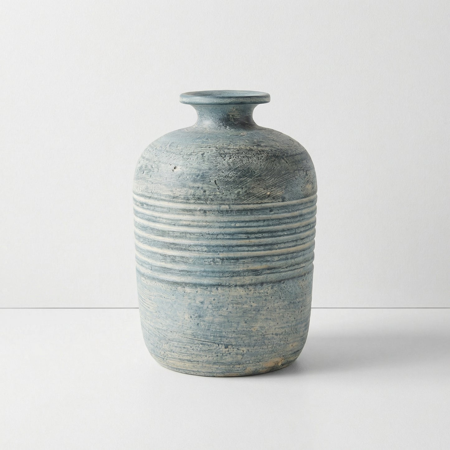 Textured Blue Ceramic Vase