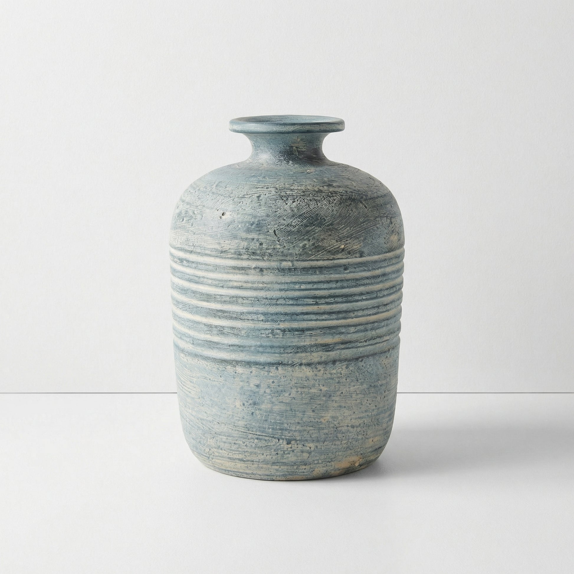 Textured Blue Ceramic Vase