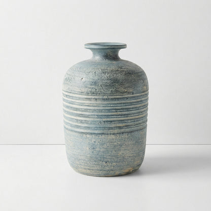 Textured Blue Ceramic Vase