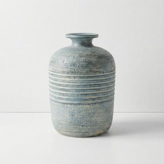 Textured Blue Ceramic Vase