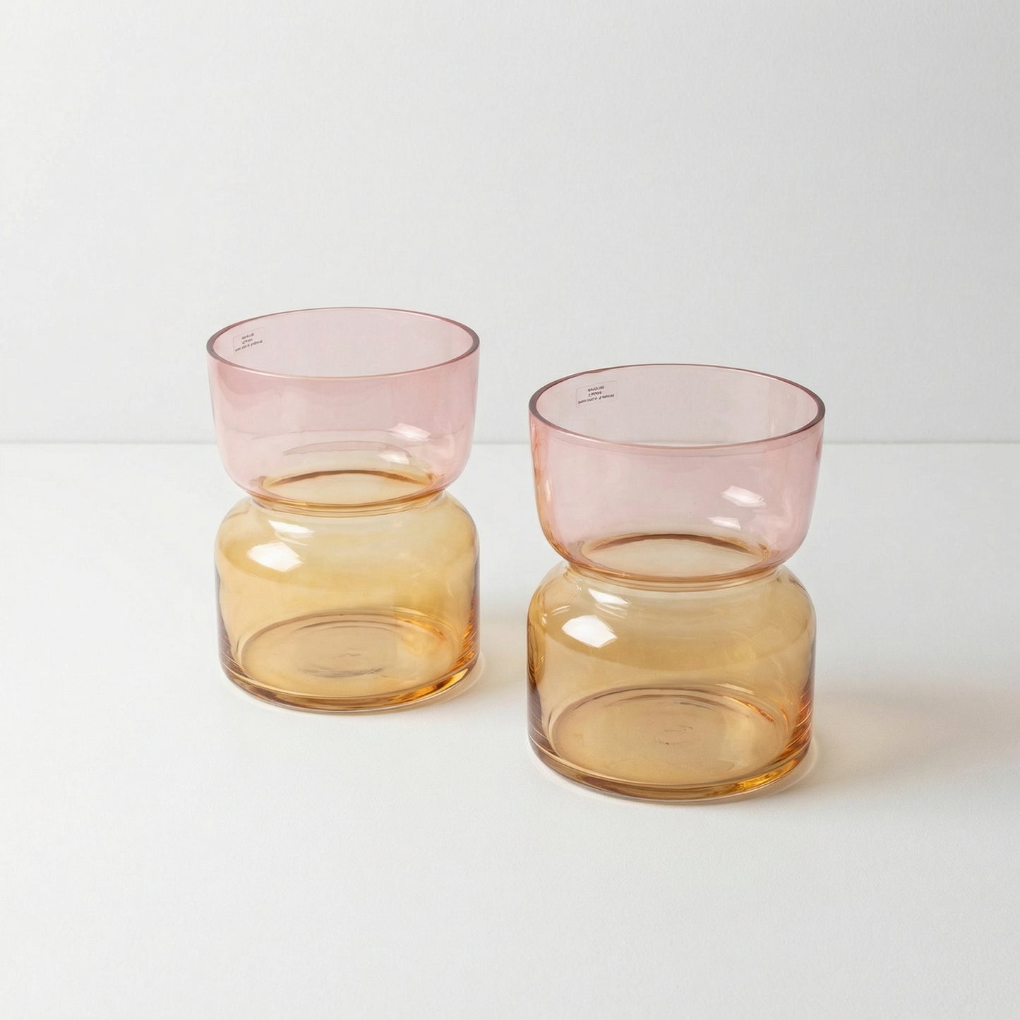 Amber and Pink Glass Vases