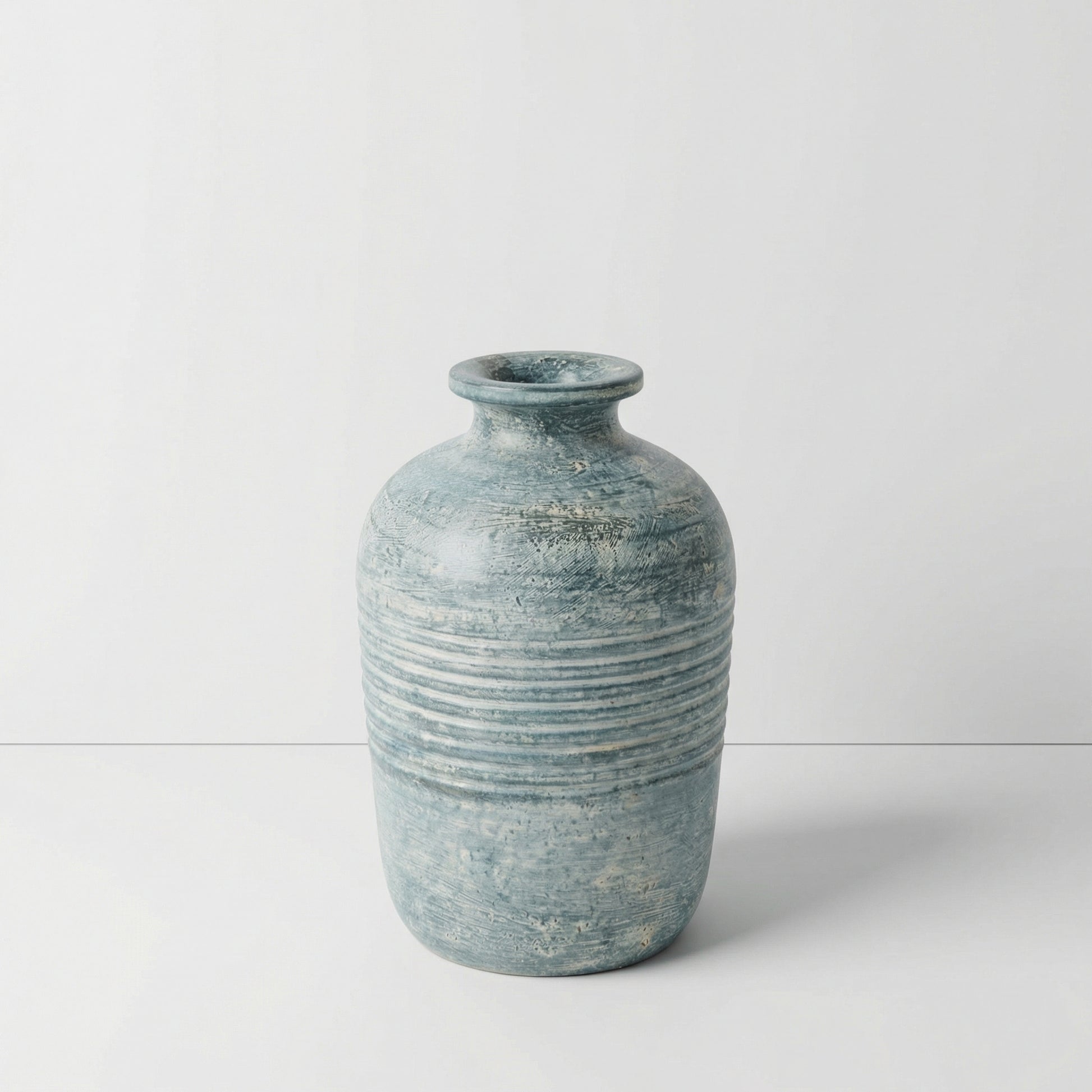 Textured Blue Ceramic Vase