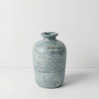 Textured Blue Ceramic Vase