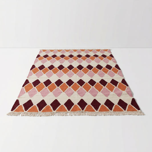 Pink and Orange Diamond Rug