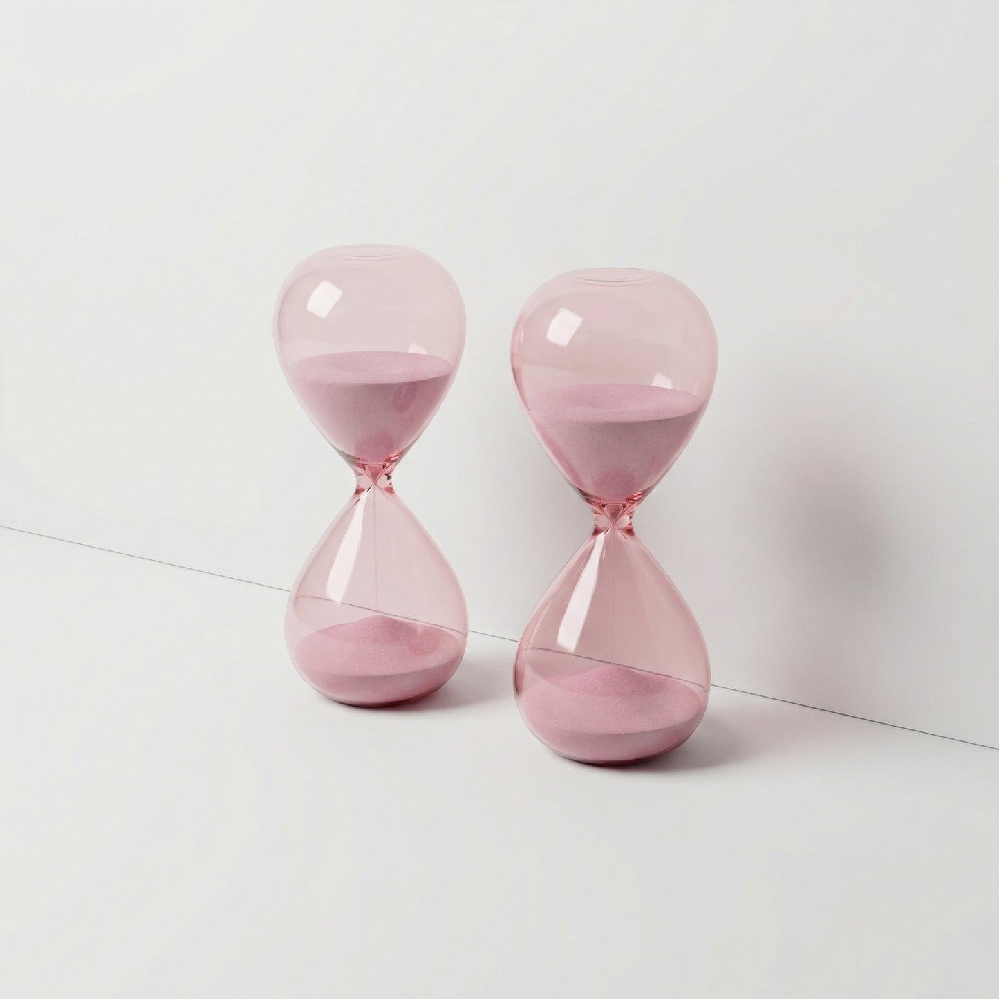 Pink Glass Hourglass Set