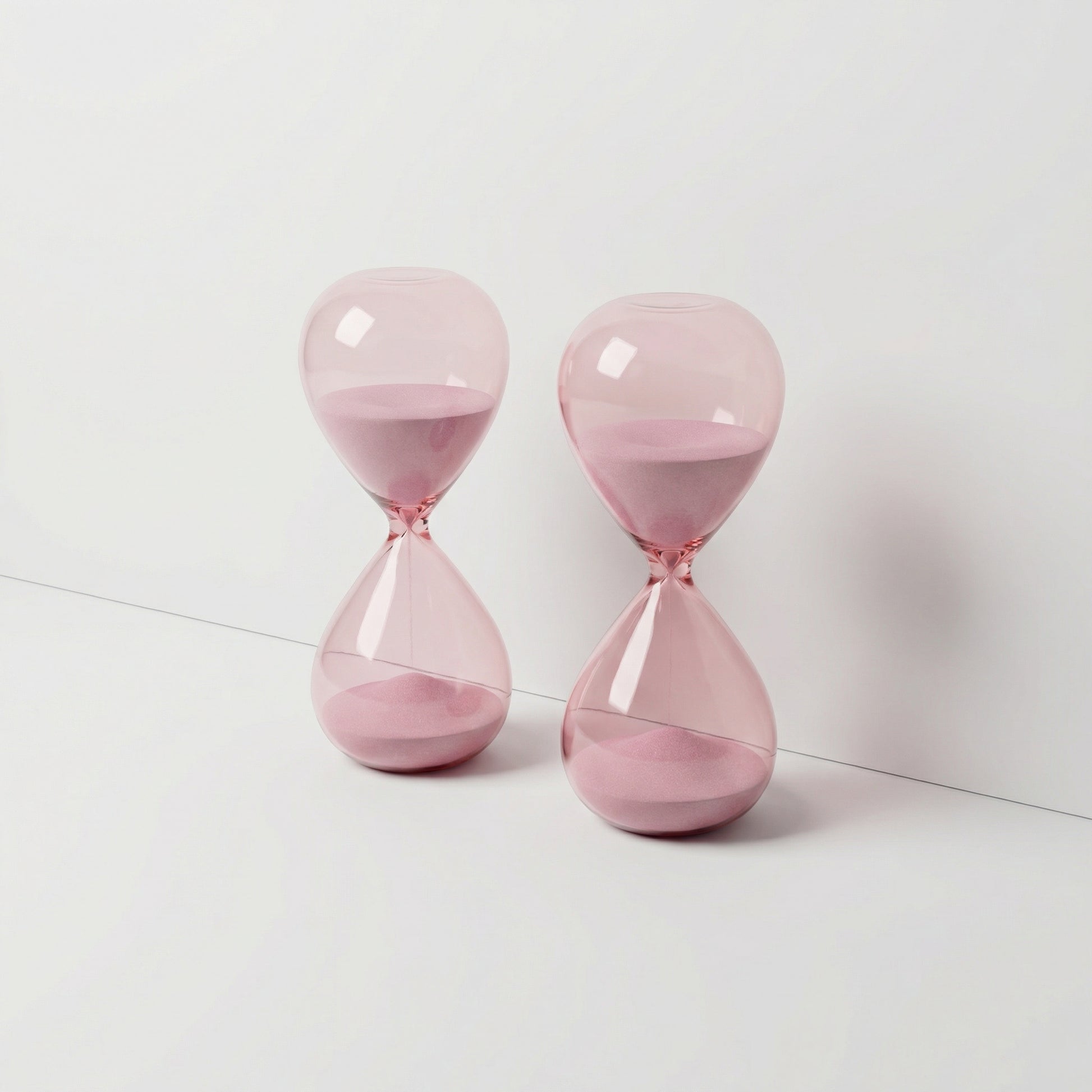 Pink Glass Hourglass Set