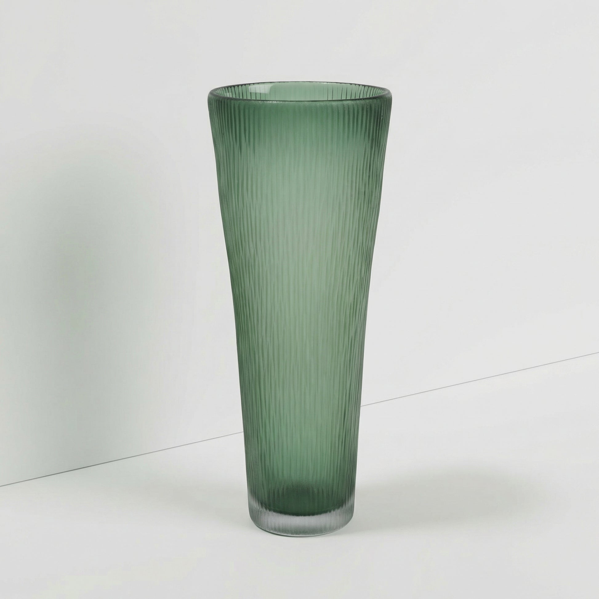 Tall Green Frosted Vase