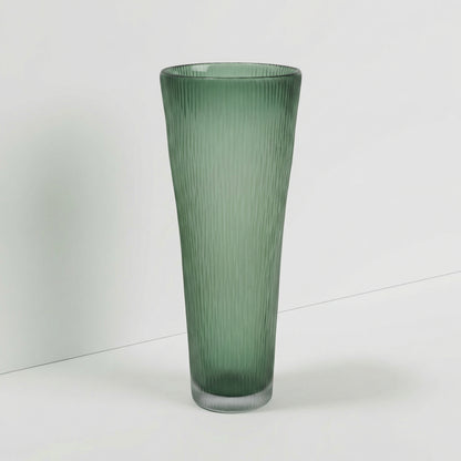 Tall Green Frosted Vase