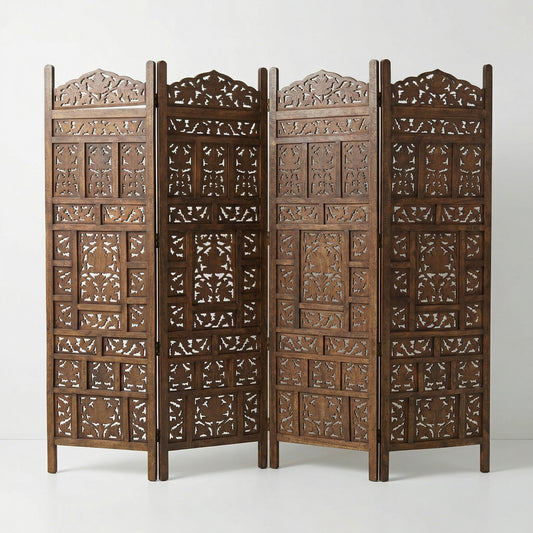 Carved Timber Folding Screen