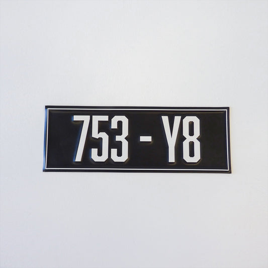 Small Black and White Licence Plate