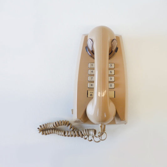 Vintage Beige Wall Mounted Phone