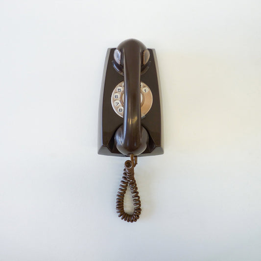 Vintage Brown Wall Mounted Phone