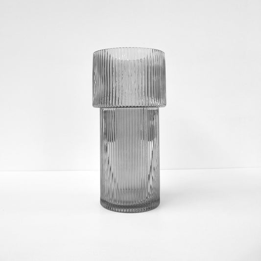 Grey Fluted Glass Vase