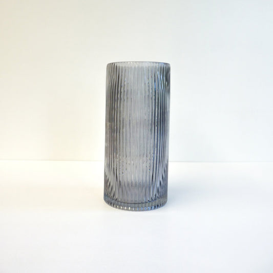 Grey Fluted Cylinder Vase