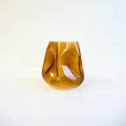Amber Dimpled Glass Vase