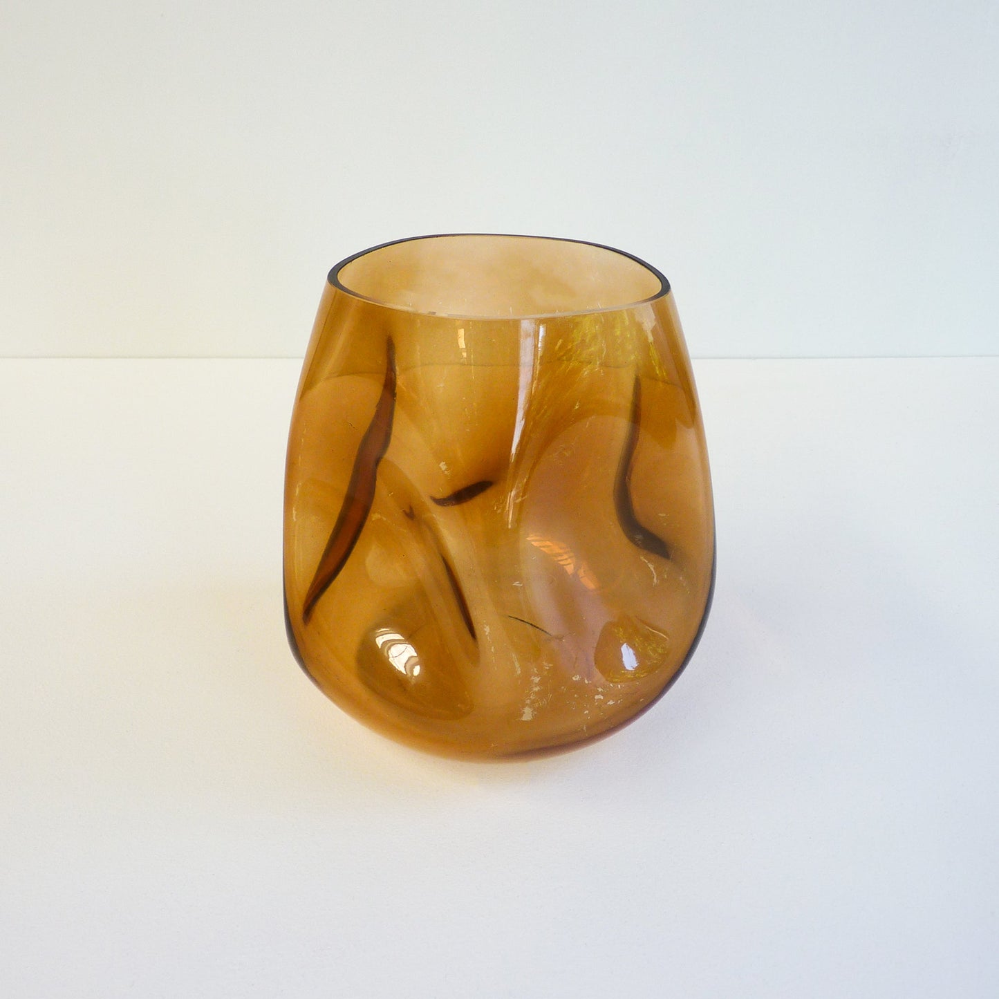 Amber Dimpled Glass Vase