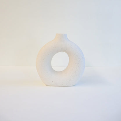 White Ceramic Ring Vase