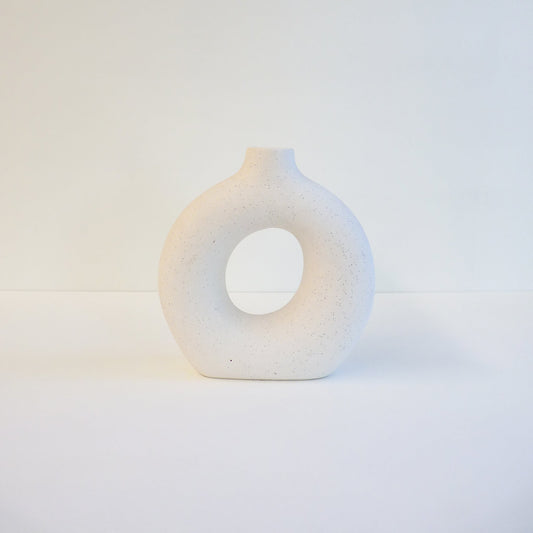 White Ceramic Ring Vase