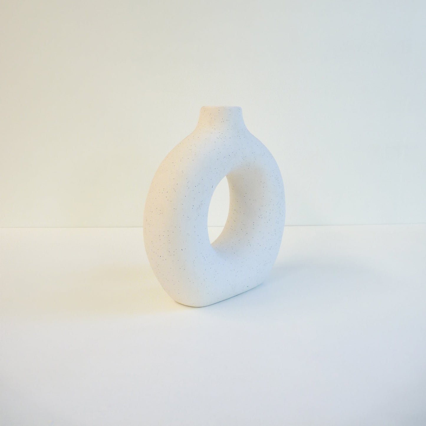White Ceramic Ring Vase